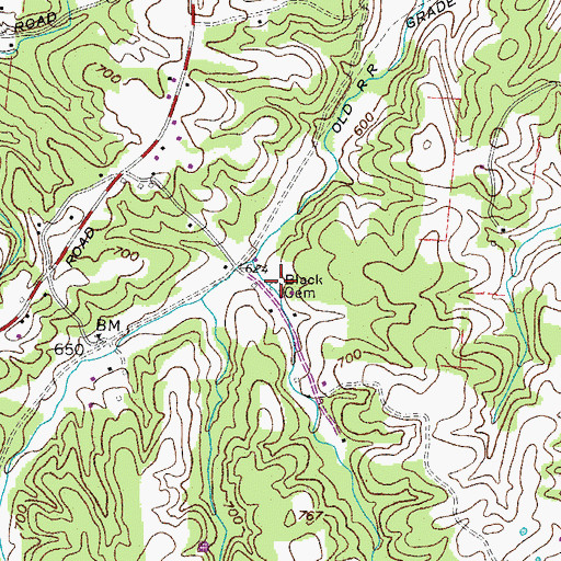 Topographic Map of Black Cemetery, TN