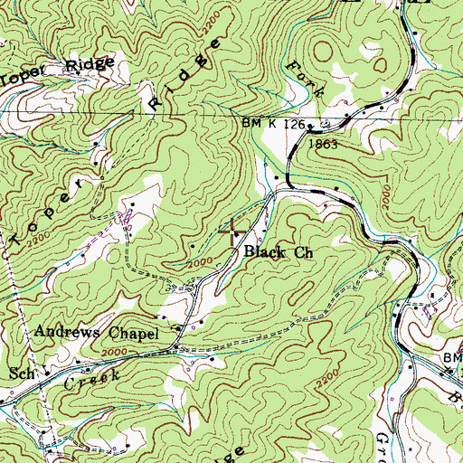 Topographic Map of Black's Chapel Missionary Baptist Church, TN
