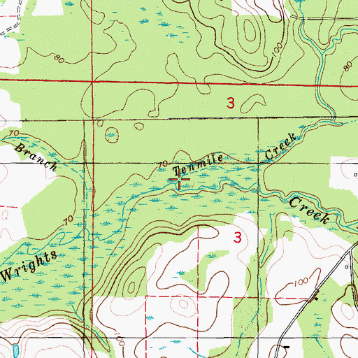 Topographic Map of Tenmile Creek, FL