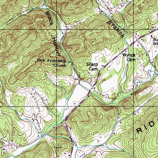 Topographic Map of Black Hollow, TN