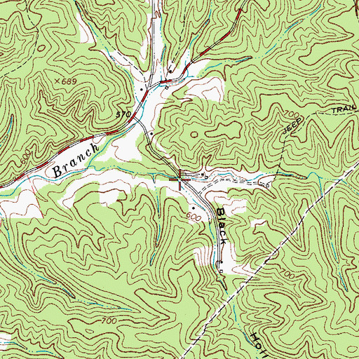 Topographic Map of Black Hollow, TN