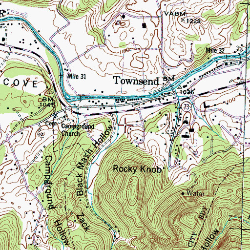 Topographic Map of Black Mash Hollow, TN