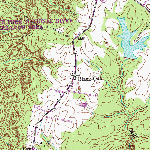 Topographic Map of Black Oak, TN