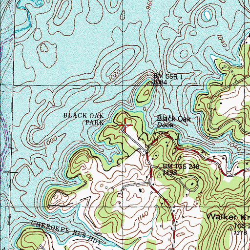 Topographic Map of Black Oak Park, TN