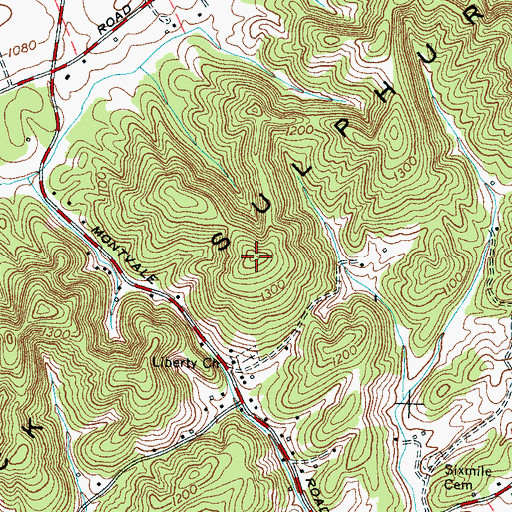 Topographic Map of Black Sulphur Knobs, TN