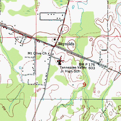Topographic Map of Tennessee Valley Junior High School, AL