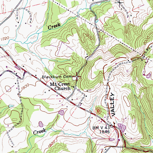 Topographic Map of Blackburn Cemetery, TN