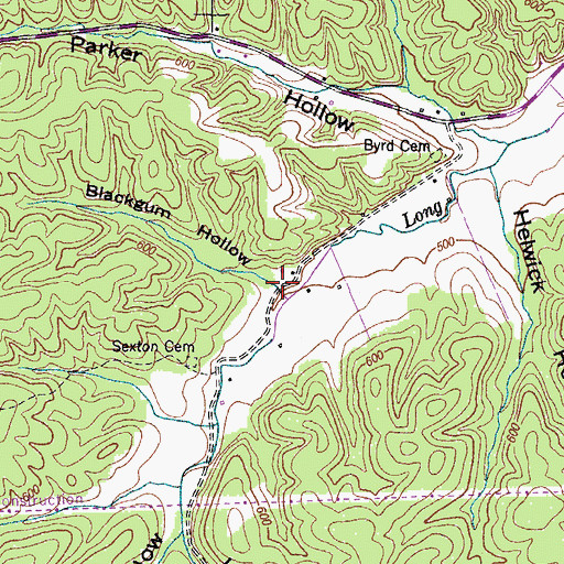 Topographic Map of Blackgum Hollow, TN