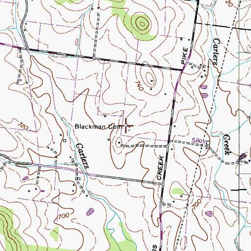 Topographic Map of Blackman Cemetery, TN
