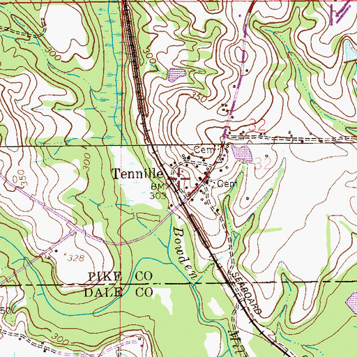 Topographic Map of Tennille, AL