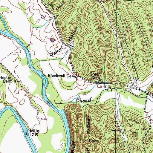 Topographic Map of Blackwell Cemetery, TN