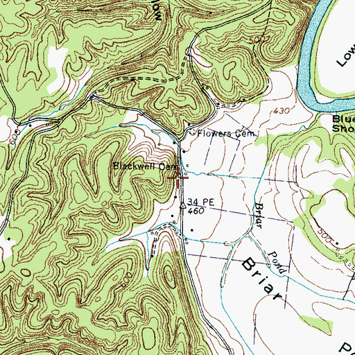 Topographic Map of Blackwell Cemetery, TN