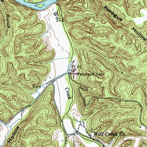 Topographic Map of Blackwell Cemetery, TN
