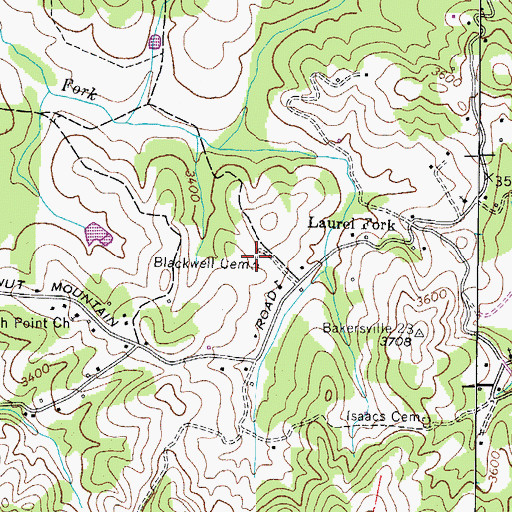 Topographic Map of Blackwell Cemetery, TN