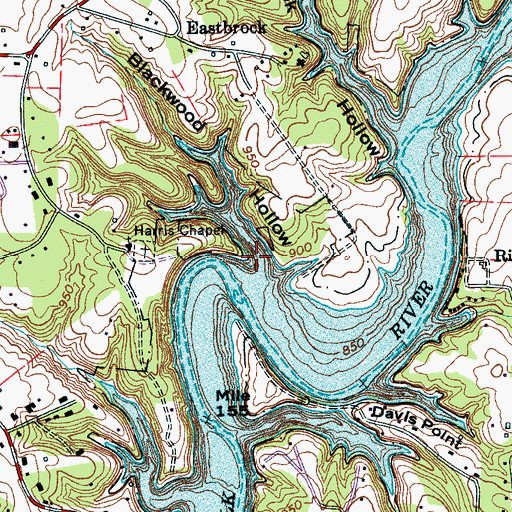 Topographic Map of Blackwood Hollow, TN