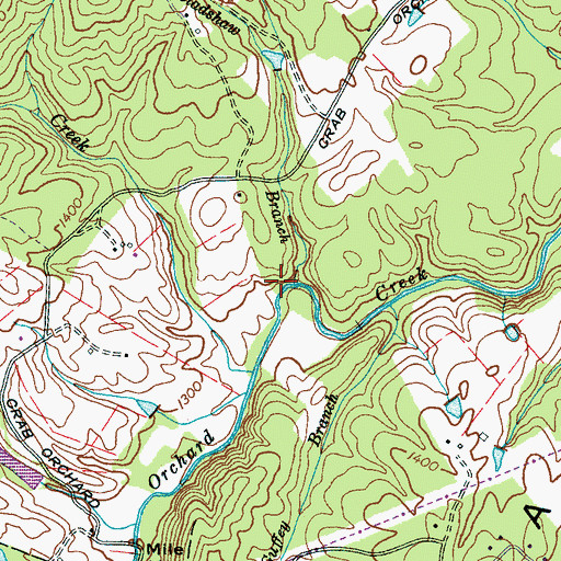 Topographic Map of Bladshaw Branch, TN