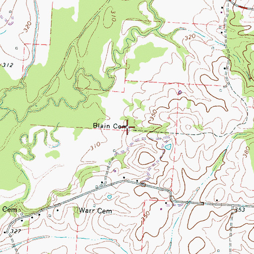 Topographic Map of Blain Cemetery, TN