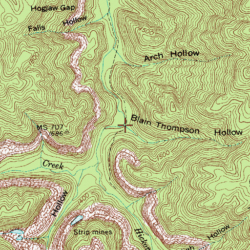 Topographic Map of Blain Thompson Hollow, TN