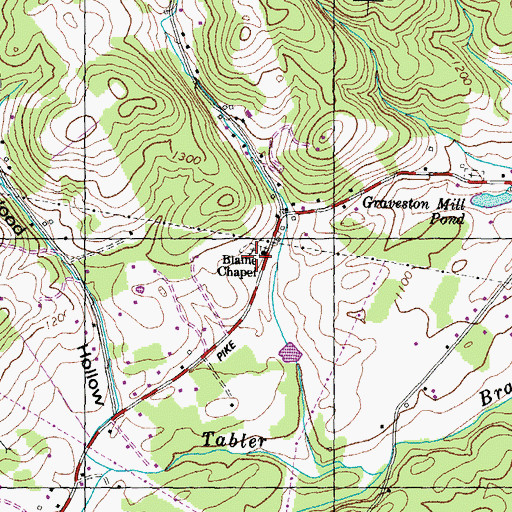 Topographic Map of Blaine Chapel, TN