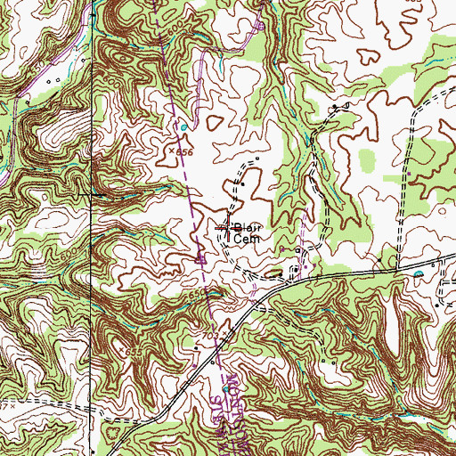 Topographic Map of Blair Cemetery, TN