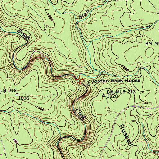 Topographic Map of Blair Creek, TN