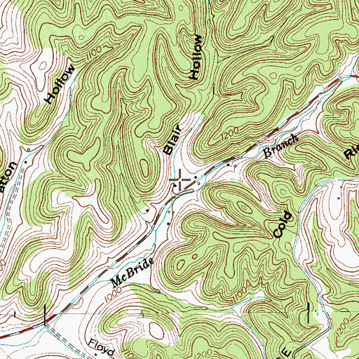 Topographic Map of Blair Hollow, TN