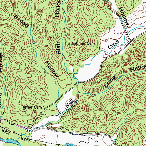 Topographic Map of Blair Hollow, TN
