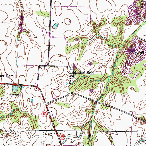 Topographic Map of Blake School, TN