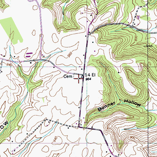 Topographic Map of Blanche Chapel School, TN