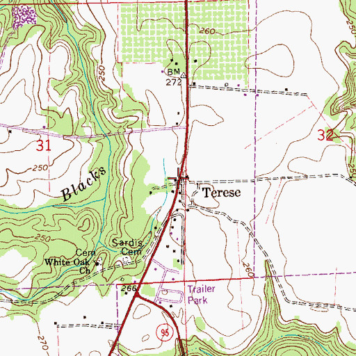Topographic Map of Terese, AL