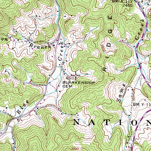 Topographic Map of Blankenship Cemetery, TN