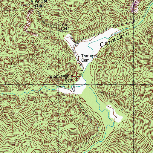 Topographic Map of Blankenship Cemetery, TN