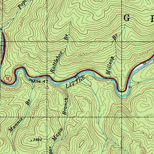 Topographic Map of Blanket Creek, TN