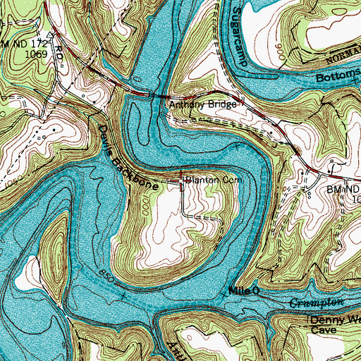 Topographic Map of Blanton Cemetery, TN
