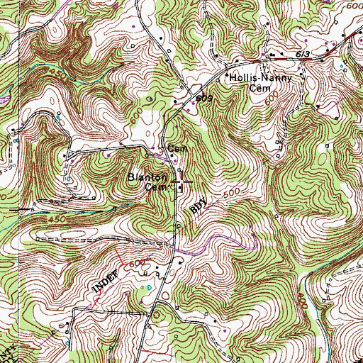 Topographic Map of Blanton Cemetery, TN