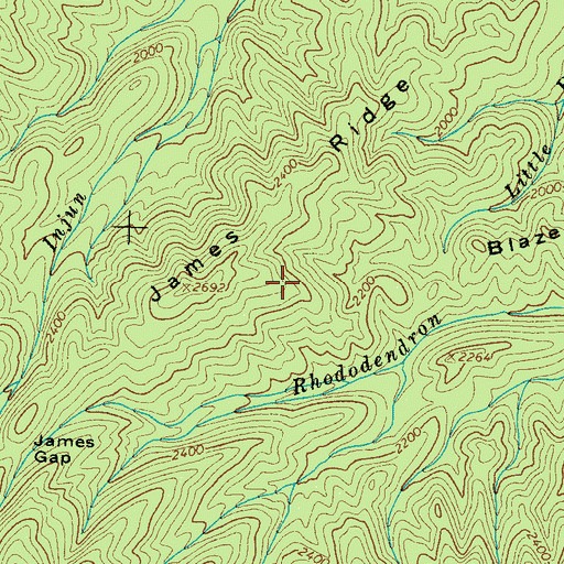 Topographic Map of Blazed Pine Ridge, TN