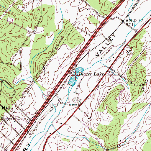 Topographic Map of Blazer Lake, TN