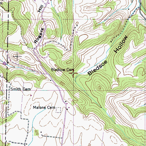 Topographic Map of Bledsoe Cemetery, TN