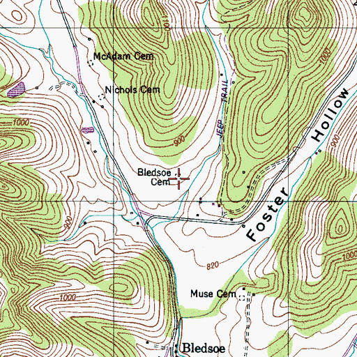Topographic Map of Bledsoe Cemetery, TN