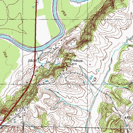 Topographic Map of Bledsoe Cemetery, TN