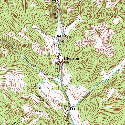 Topographic Map of Bledsoe Church, TN