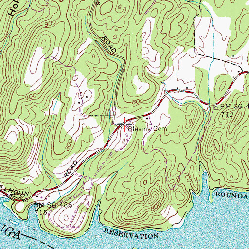 Topographic Map of Blevins Cemetery, TN