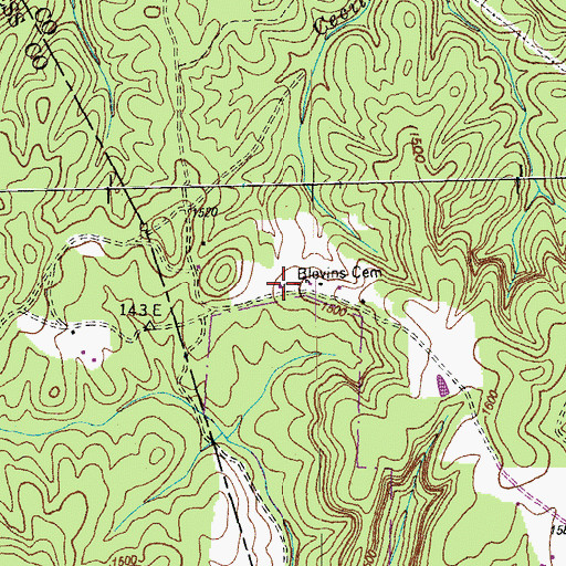 Topographic Map of Blevins Cemetery, TN