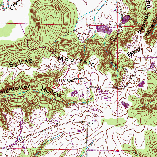 Topographic Map of Terry Cemetery, AL