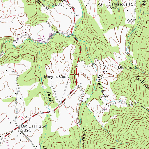 Topographic Map of Blevins Cemetery, TN