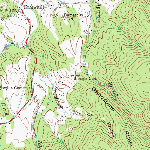 Topographic Map of Blevins Cemetery, TN