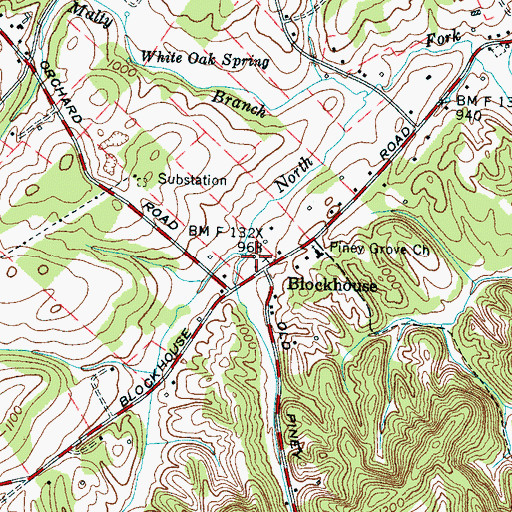 Topographic Map of Blockhouse, TN