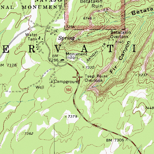 Topographic Map of Tsegi Point Overlook, AZ