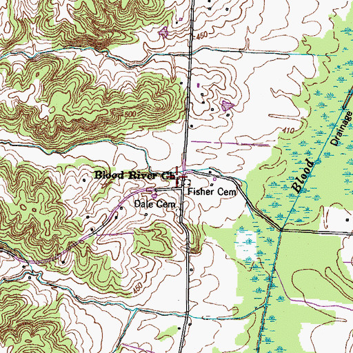 Topographic Map of Blood River Church, TN