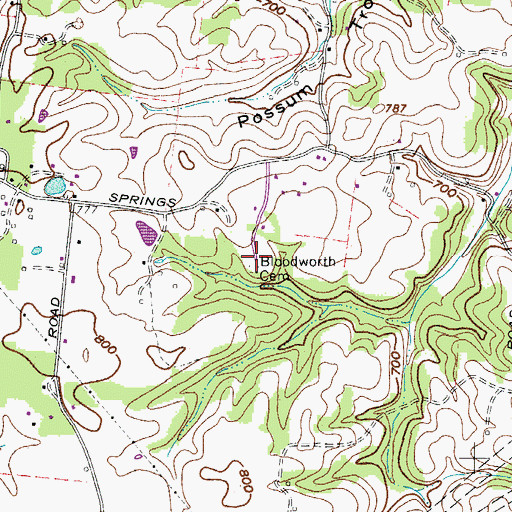 Topographic Map of Bloodworth Cemetery, TN